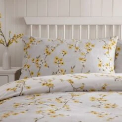Dunelm Alisha Floral Yellow Reversible Duvet Cover And Pillowcase Set -Dunelm Shop 1000140015 alt03