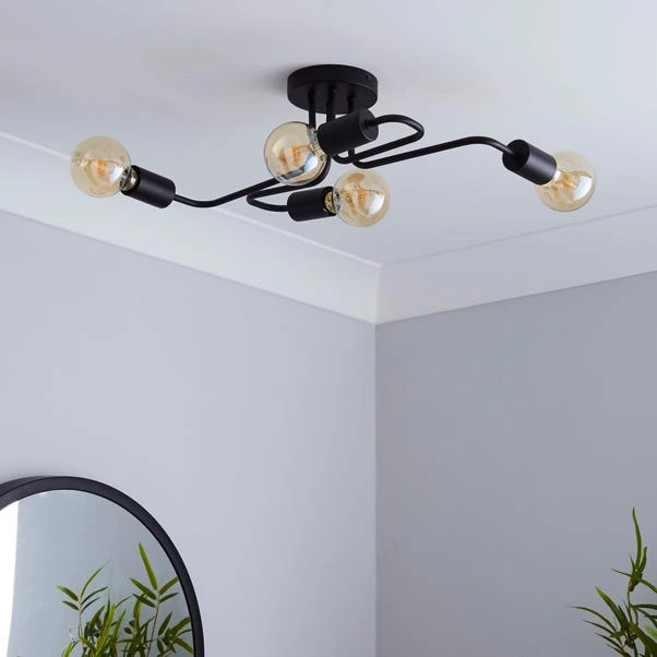 Dunelm Kacy 4 Light Black Flush Ceiling Fitting 2 Dunelm Kacy 4 Light Black Flush Ceiling Fitting - Image 2