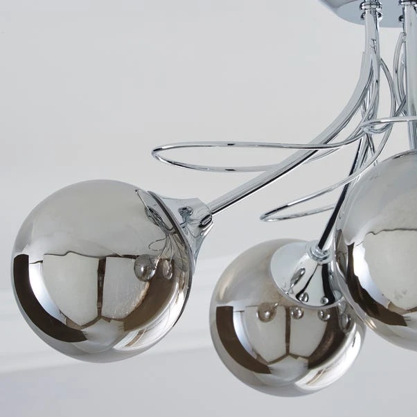 Dunelm Mateo 5 Light Glass Chrome Semi-Flush Ceiling Fitting 3 Dunelm Mateo 5 Light Glass Chrome Semi-Flush Ceiling Fitting - Image 3