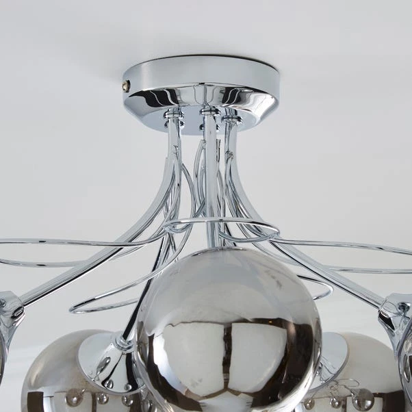Dunelm Mateo 5 Light Glass Chrome Semi-Flush Ceiling Fitting 4 Dunelm Mateo 5 Light Glass Chrome Semi-Flush Ceiling Fitting - Image 4
