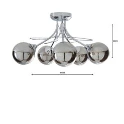 Dunelm Mateo 5 Light Glass Chrome Semi-Flush Ceiling Fitting 10 Dunelm Mateo 5 Light Glass Chrome Semi-Flush Ceiling Fitting -Dunelm Shop 1000158444 alt04