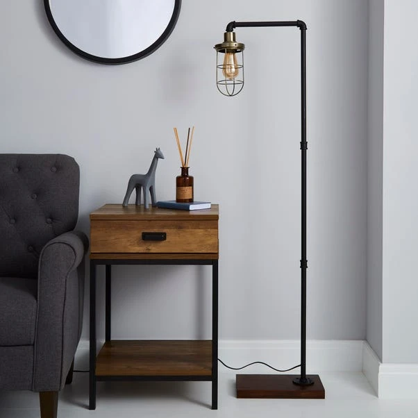 Dunelm Milas Pipe Black Industrial Floor Lamp 2 Dunelm Milas Pipe Black Industrial Floor Lamp - Image 2