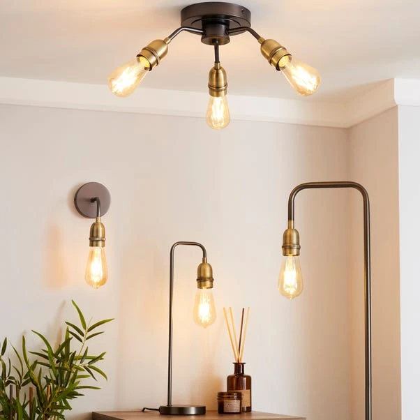 Dunelm Marsden Antique Brass Industrial Wall Light 6 Dunelm Marsden Antique Brass Industrial Wall Light - Image 6