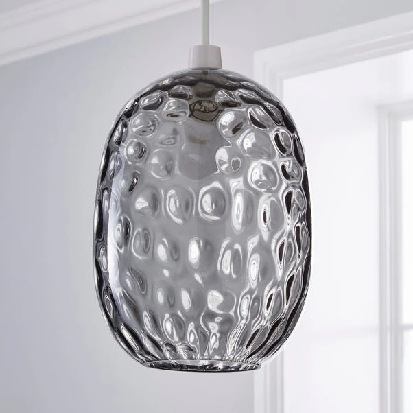Dunelm Elodie Dimpled Glass Easy Fit Pendant Grey Lustre 2 Dunelm Elodie Dimpled Glass Easy Fit Pendant Grey Lustre - Image 2
