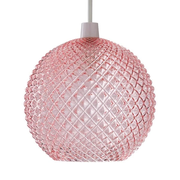 Dunelm Elodie Faceted Glass Easy Fit Pendant Blush Lustre 4 Dunelm Elodie Faceted Glass Easy Fit Pendant Blush Lustre - Image 4