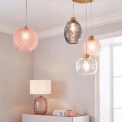 Dunelm Elodie Faceted Glass Easy Fit Pendant Blush Lustre 11 Dunelm Elodie Faceted Glass Easy Fit Pendant Blush Lustre -Dunelm Shop 1000180657 alt08