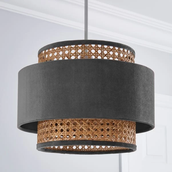 Dunelm Nova Velvet And Cane Shade 30cm 2 Dunelm Nova Velvet And Cane Shade 30cm - Image 2