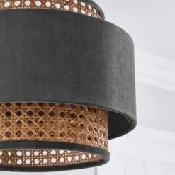 Dunelm Nova Velvet And Cane Shade 30cm 8 Dunelm Nova Velvet And Cane Shade 30cm -Dunelm Shop 1000181511 alt02