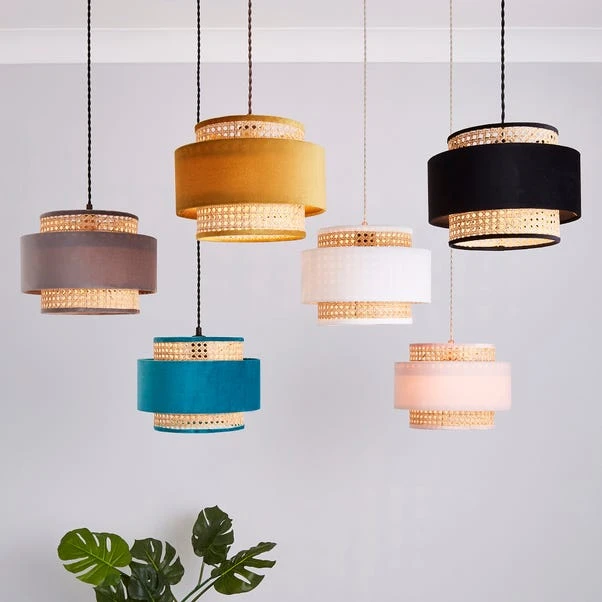 Dunelm Nova Velvet And Cane Shade 30cm 6 Dunelm Nova Velvet And Cane Shade 30cm - Image 6