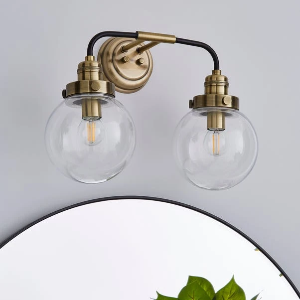 Dunelm Broden Bathroom 2 Light Wall Light Antique Brass 2 Dunelm Broden Bathroom 2 Light Wall Light Antique Brass - Image 2