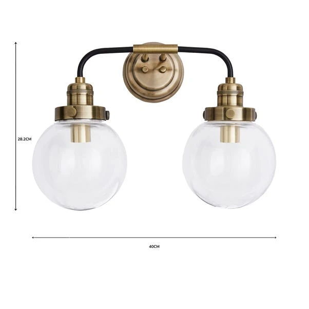Dunelm Broden Bathroom 2 Light Wall Light Antique Brass 6 Dunelm Broden Bathroom 2 Light Wall Light Antique Brass - Image 6