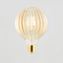 Status Bardot Ribbed Pumpkin Amber Glass Bulb 8 Status Bardot Ribbed Pumpkin Amber Glass Bulb -Dunelm Shop 1000183066 alt04