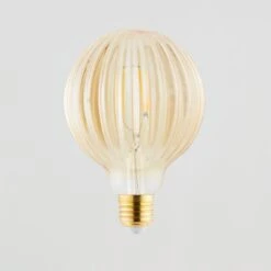 Status Bardot Ribbed Pumpkin Amber Glass Bulb 9 Status Bardot Ribbed Pumpkin Amber Glass Bulb -Dunelm Shop 1000183066 alt05