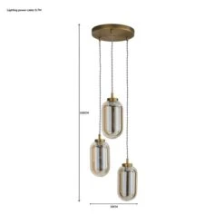 Dunelm Safi Mesh Detail 3 Cluster Ceiling Fitting Antique Brass -Dunelm Shop 1000183096 alt07