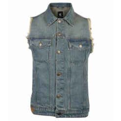 Men's Vest CAPRICORN ROCKWEAR - Blue With Frayed Arms