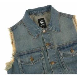 Men's Vest CAPRICORN ROCKWEAR - Blue With Frayed Arms -Dunelm Shop 114977 w010