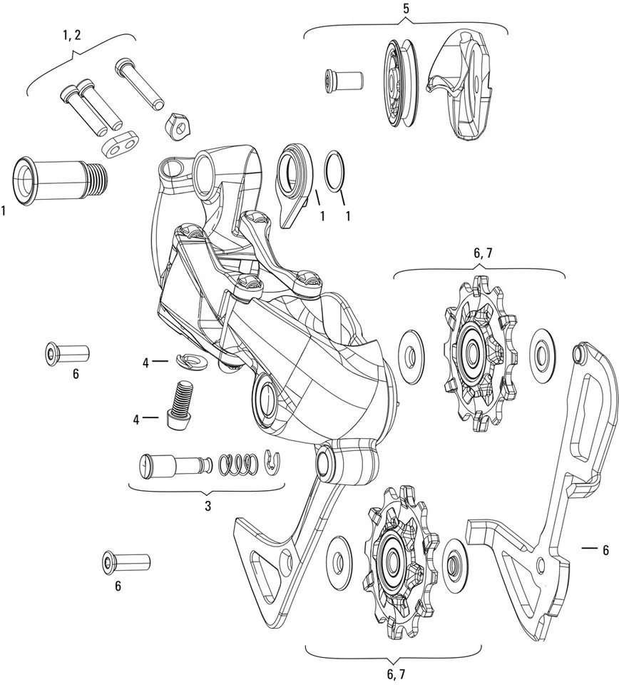 SRAM GX 1X11 / GX DH 1X7 Type 2.1 Rear Derailleur Spare Parts 1 SRAM GX 1X11 / GX DH 1X7 Type 2.1 Rear Derailleur Spare Parts