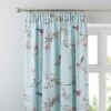 Dunelm Beautiful Birds Duck-Egg Thermal Pencil Pleat Curtains
