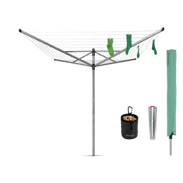 Brabantia 4 Arm Liftomatic Rotary Washing Line With Accessories, 50m 1 Brabantia 4 Arm Liftomatic Rotary Washing Line With Accessories, 50m