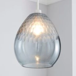 Dunelm Jasmine Grey Glass Easy Fit Pendant