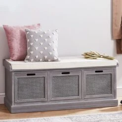 Dunelm Lucy Cane Grey Storage Bench