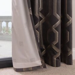 5A Fifth Avenue Bergen Charcoal Velour Eyelet Curtains -Dunelm Shop 30273752 alt06