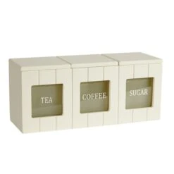 Dunelm Cream Secret Garden Tea Coffee And Sugar Canister