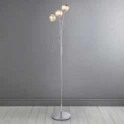 Dunelm Arta 3 Arm Smoked Glass Floor Lamp