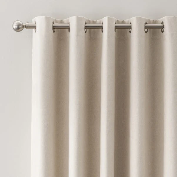 Dunelm Luna Brushed Natural Blackout Eyelet Door Curtain 2 Dunelm Luna Brushed Natural Blackout Eyelet Door Curtain - Image 2