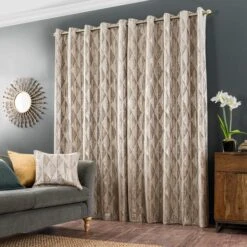Luxury Collection Luxor Metallic Champagne Eyelet Curtains -Dunelm Shop 30670299 alt04