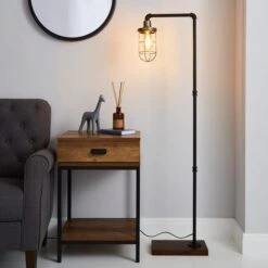 Dunelm Milas Pipe Black Industrial Floor Lamp