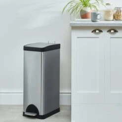 Dunelm Stainless Steel 30L Slim Recycling Bin