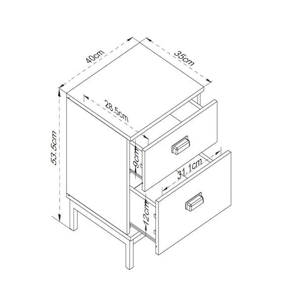 Dunelm Fulton 2 Drawer Bedside Table 2 Dunelm Fulton 2 Drawer Bedside Table - Image 2