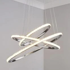 Dunelm Cali 3 Light Integrated LED Hoop Crystal Ceiling Fitting