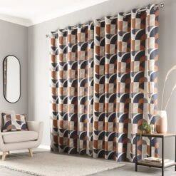 Dunelm Elements Marne Navy Eyelet Curtains -Dunelm Shop 30713496 alt04