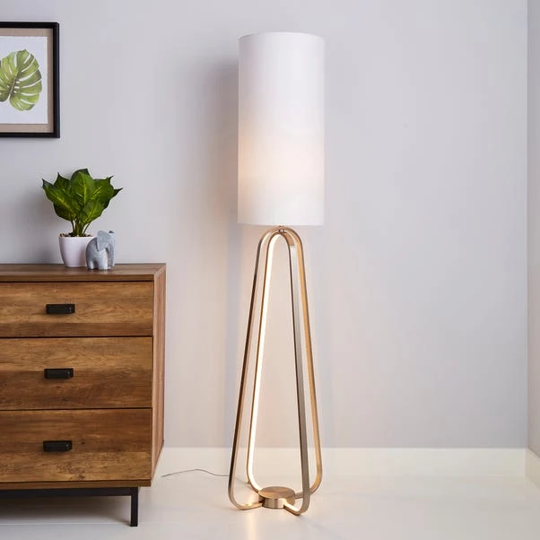 Dunelm Robyn Dual Lit Integrated LED Floor Lamp White 1 Dunelm Robyn Dual Lit Integrated LED Floor Lamp White