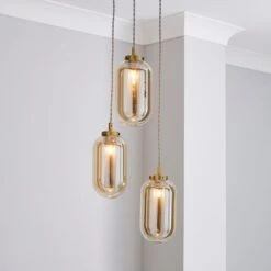 Dunelm Safi Mesh Detail 3 Cluster Ceiling Fitting Antique Brass