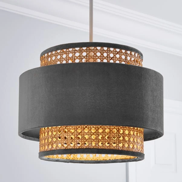 Dunelm Nova Velvet And Cane Shade 30cm 1 Dunelm Nova Velvet And Cane Shade 30cm