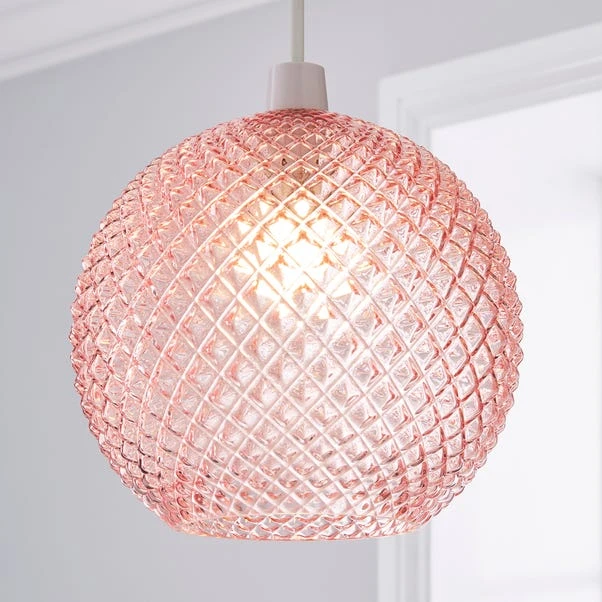 Dunelm Elodie Faceted Glass Easy Fit Pendant Blush Lustre 1 Dunelm Elodie Faceted Glass Easy Fit Pendant Blush Lustre