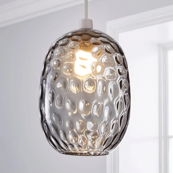 Dunelm Elodie Dimpled Glass Easy Fit Pendant Grey Lustre 1 Dunelm Elodie Dimpled Glass Easy Fit Pendant Grey Lustre