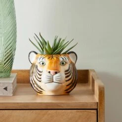Dunelm Ceramic Tiger Head Pot 12cm