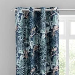 Luxury Collection Jungle Luxe Navy Chenille Eyelet Curtains