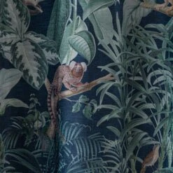 Luxury Collection Jungle Luxe Navy Chenille Eyelet Curtains -Dunelm Shop 30716782 alt02