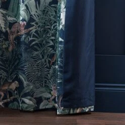 Luxury Collection Jungle Luxe Navy Chenille Eyelet Curtains -Dunelm Shop 30716782 alt06