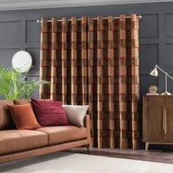 Luxury Collection Prague Chenille Terracotta Eyelet Curtains -Dunelm Shop 30716846 alt04