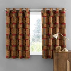 Luxury Collection Prague Chenille Terracotta Eyelet Curtains -Dunelm Shop 30716846 alt05