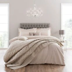 Dunelm Tegan Champagne Textured Duvet Cover And Pillowcase Set