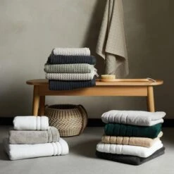 Dunelm Sage Green Waffle 100% Cotton Towel -Dunelm Shop 30729423 alt08