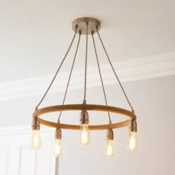Dunelm Shelley Rope 5 Light Ceiling Fitting