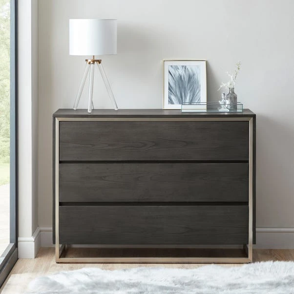 Dunelm Logan 3 Drawer Chest, Grey 1 Dunelm Logan 3 Drawer Chest, Grey